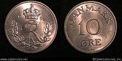 Denmark, 1955,  10 Ore, UNC, KM841.1 -