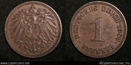 Germany, 1900J,  1 pfennig,  XF, KM10