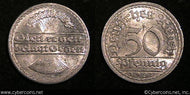 Germany, 1921F/G,  50 pfennig, AU, KM27