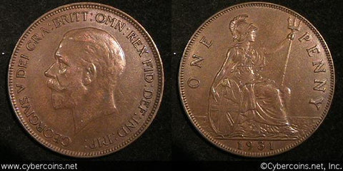 Great Britain, 1931, 1 penny,  XF/AU, KM838