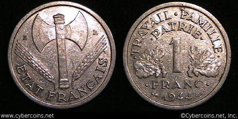 France, 1944B,  1 franc, XF, KM902.2