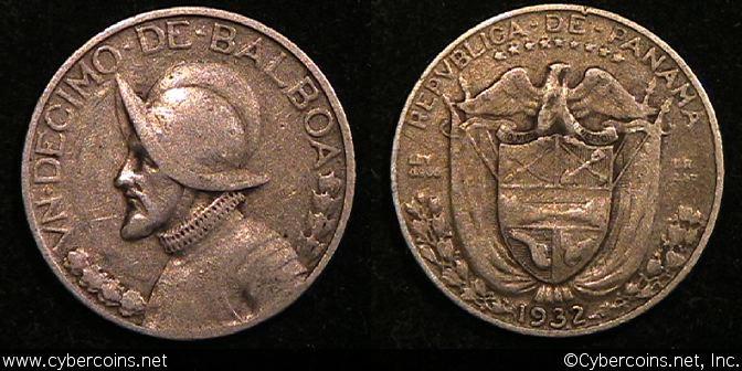 Panama, 1932, 1/10 Balboa, VF, KM 10.1