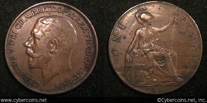 Great Britain, 1913, Penny, XF, KM810