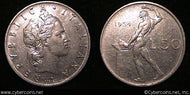 Italy, 1954, 50 lira,  VF/XF, KM95.1 -
