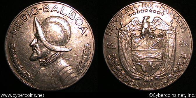 Panama, 1930, XF, KM12.1 - 1/2 balboa