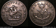 Upper Canada, 1857, 1/2 Penny, KMtn2, VF/XF
