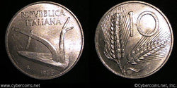 Italy, 1956, 10 lira,  UNC, KM93