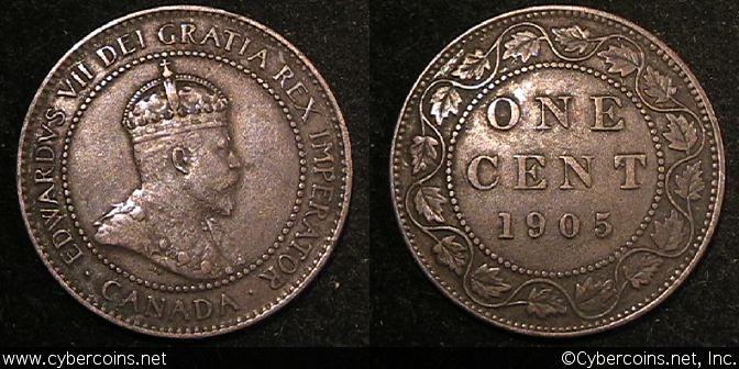 1905, Canada cent, KM8, VF/XF