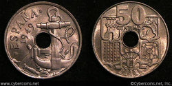 Spain, 1949(52), 50 Centimos, UNC