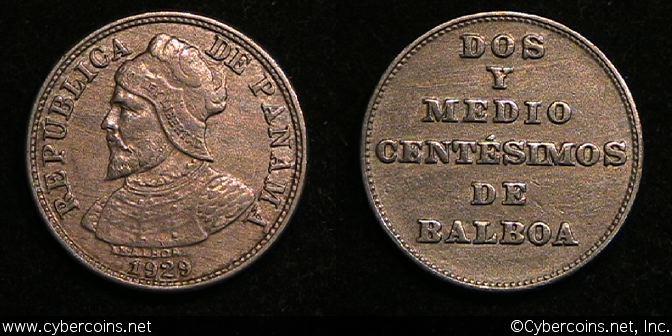Panama, 1929, 2 1/2 centesimo,  VF/XF, KM8