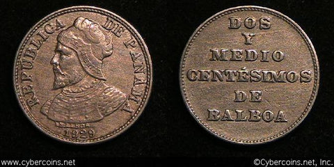 Panama, 1929, 2 1/2 centesimo,  VF/XF, KM8