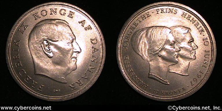 Denmark, 1967, 10 Kroner - KM 856, UNC,