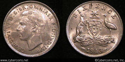 Australia, 1943D,  6 pence,  UNC, KM38