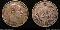 Denmark, 1904, 25 ore,  KM796.2 - VF+