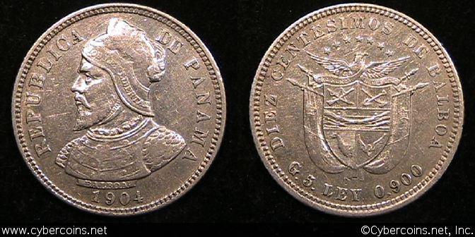 Panama, 1904, 10 centesimo, XF, KM3