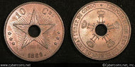 Belgian Congo, 1889, 10 Centimes, KM4 - unc
