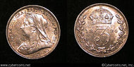 Great Britain, 1894,  3 pence,  AU, KM777