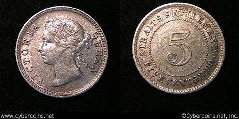 Straits Settlements, 1899, 5 cents, KM10,
