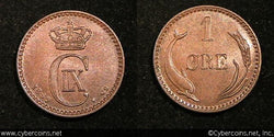 Denmark, 1889,  1 ore,  KM792.1, AU.