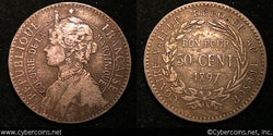 Martinique, 1897, 50 Centimes, KM40 - F/VF