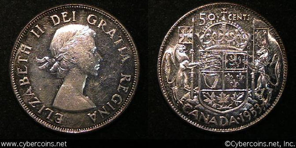 1953 SD w ss, Canada 50 cent, KM53, UNC