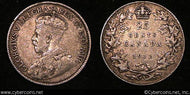 1912, Canada 25 cent, KM24, VF