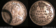 1920, Canada 10 cent, KM23a, AU - terrific