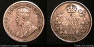 1915, Canada 5 cent, KM22,  F - slight cup