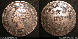 1890H, Canada cent, KM7, VF - marks