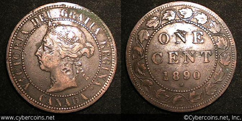 1890H, Canada cent, KM7, VF - marks