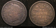 1880H, Canada 10 cent, KM3, VG - dark tone.