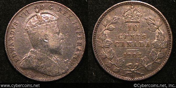 1902H, Canada 10 cent, KM10, VF