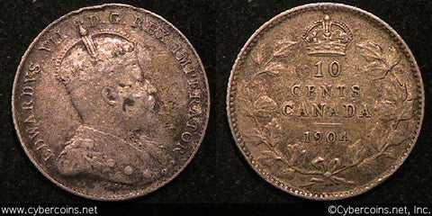 1904, Canada 10 cent, KM10, VF - ticks