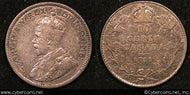 1911, Canada 10 cent, KM17, F/VF - toned.