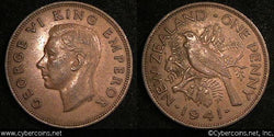 New Zealand, 1941, Penny, XF, KM13