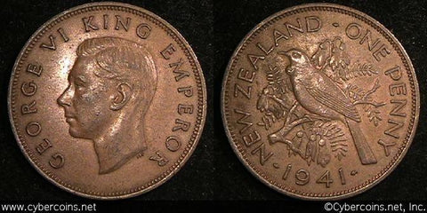 New Zealand, 1941, Penny, XF, KM13