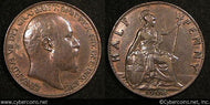 Great Britain, 1903, 1/2 Penny,  X/AU,