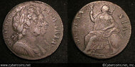 Great Britain, 1694, 1/2 Penny, KM475.3, VF