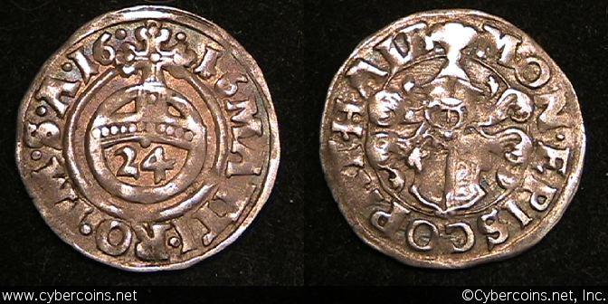 Germany/Halberstadt, 1616, 1/24 Thaler, KM9, VF, fairly strong on