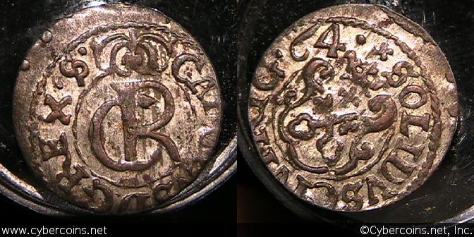 Livonia, 1664, Solidus, KM55, AU - crude with