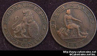 Spain, 1870OM,  5 centimos, VF, KM662