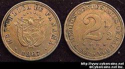 Panama, 1907,  2 1/2 centesimo, XF damaged, KM7.1