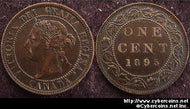 1895, Canada cent, KM7, XF/AU. Bold details