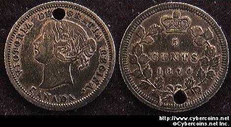 1870 wide, Canada 5 cent, KM2, XF. Bold