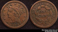 1850, VG   Braided Hair Large Cent.