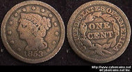 1853, VG   Braided Hair Large Cent.