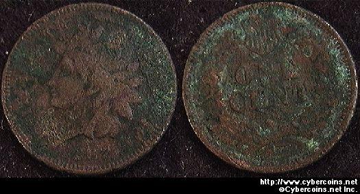 1867 Indian Cent, Grade=  VG