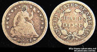 1854 Half Dime, Grade= G