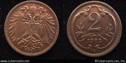Austria, 1903,  2 heller, Choice AU, KM2801