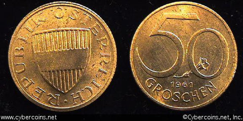 Austria, 1961,  50 groschen, UNC, KM2885